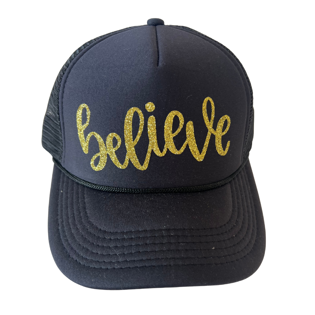 Believe glitter hat