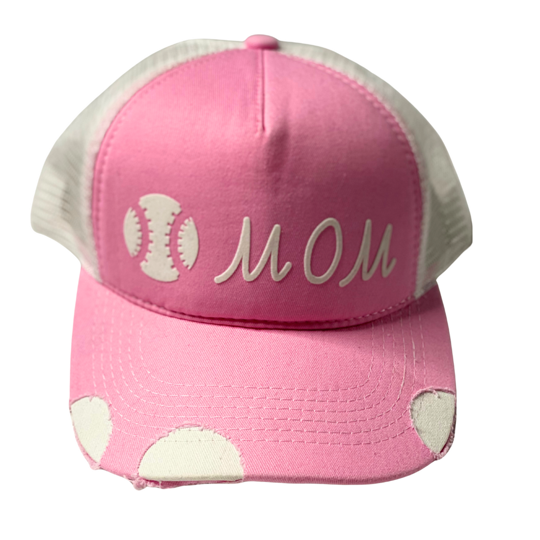 Pink Baseball Mom hat