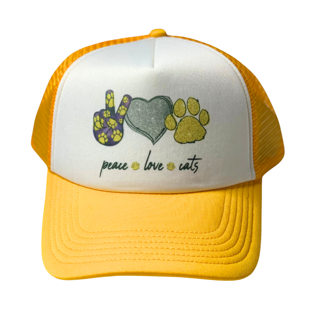 Peace Love Cats hat