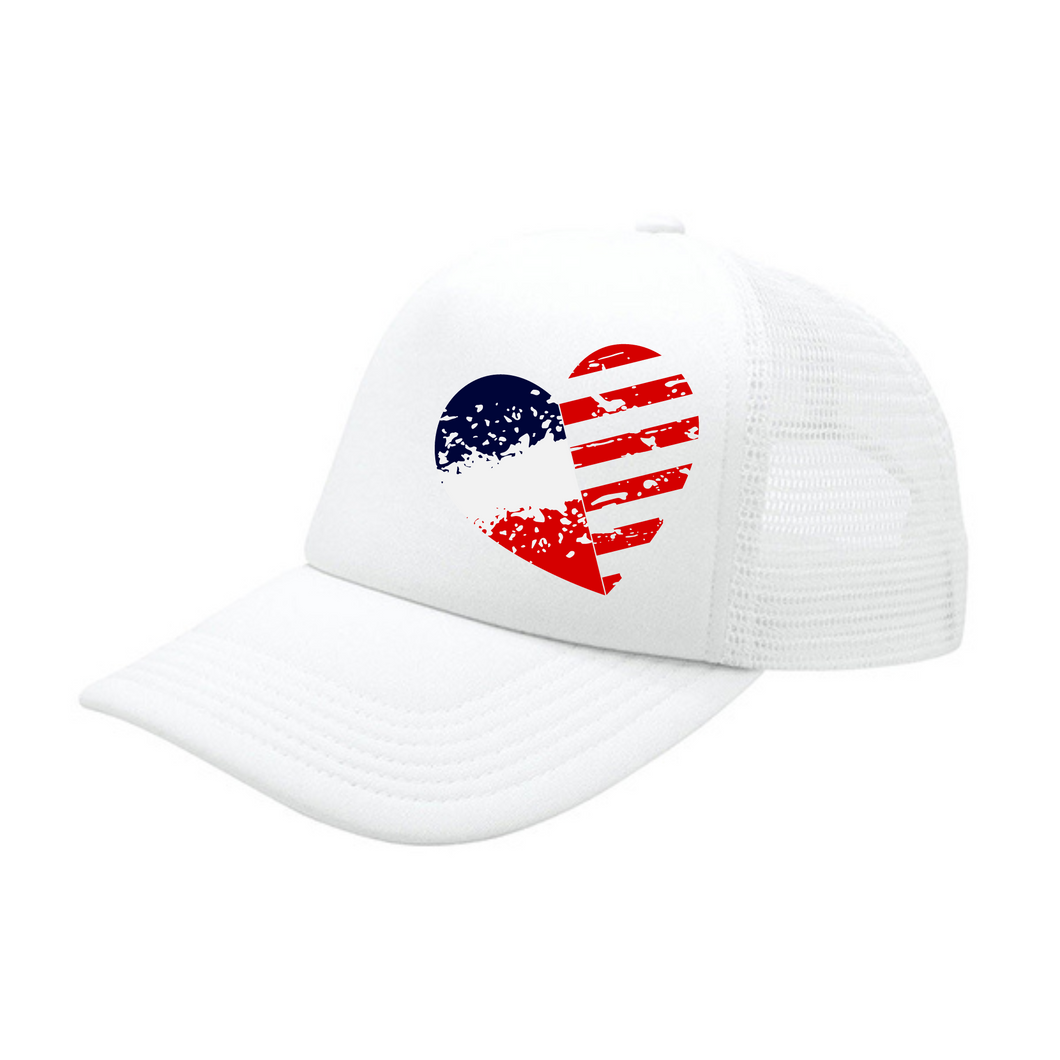 Distressed Grunge Heart-Shaped American Flag hat