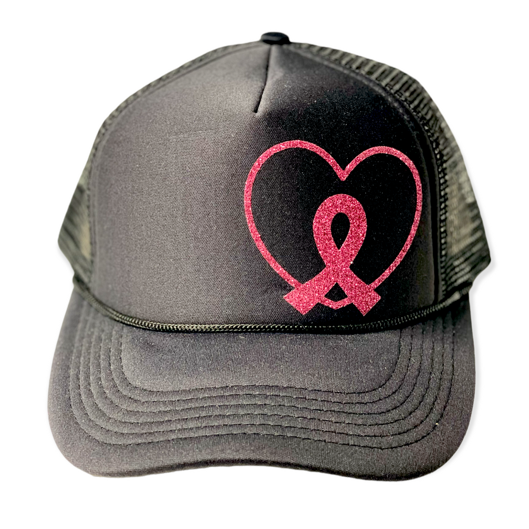 Breast Cancer Ribbon Heart hat