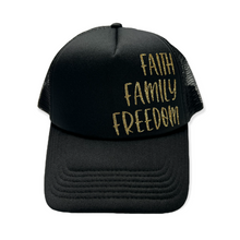 Load image into Gallery viewer, Faith Family Freedom side hat
