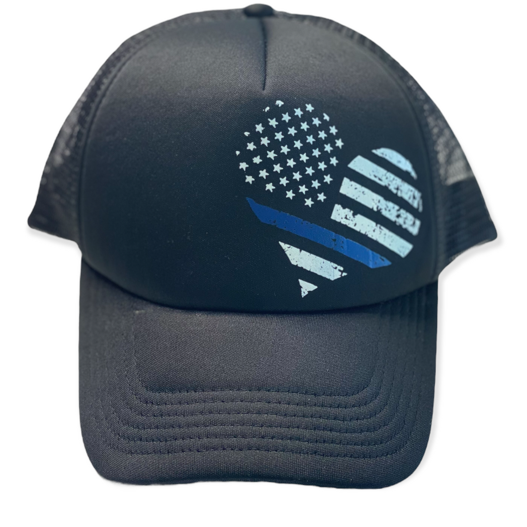 Blue Line Heart Police Support hat