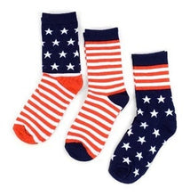 Load image into Gallery viewer, Women&#39;s American Flag Novelty Socks, Assorted (3 pairs/pack)
